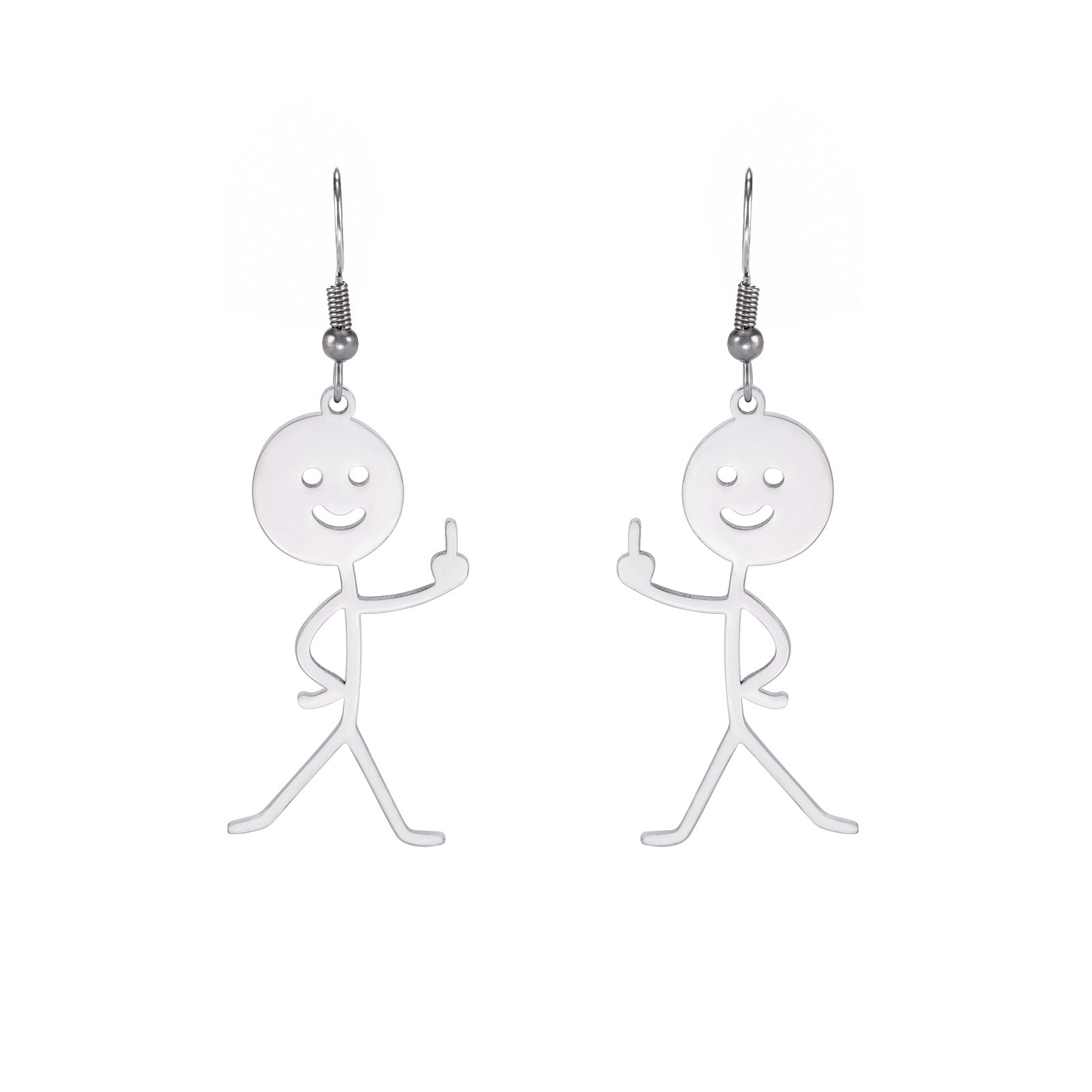 Wholesale Villain Funny Middle Finger Stainless Steel Earrings