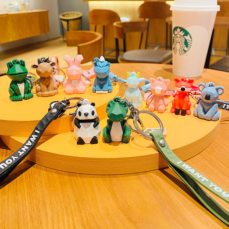 Wholesale Cartoon Faceted Geometric Animal Three-dimensional Doll Resin Key Chain