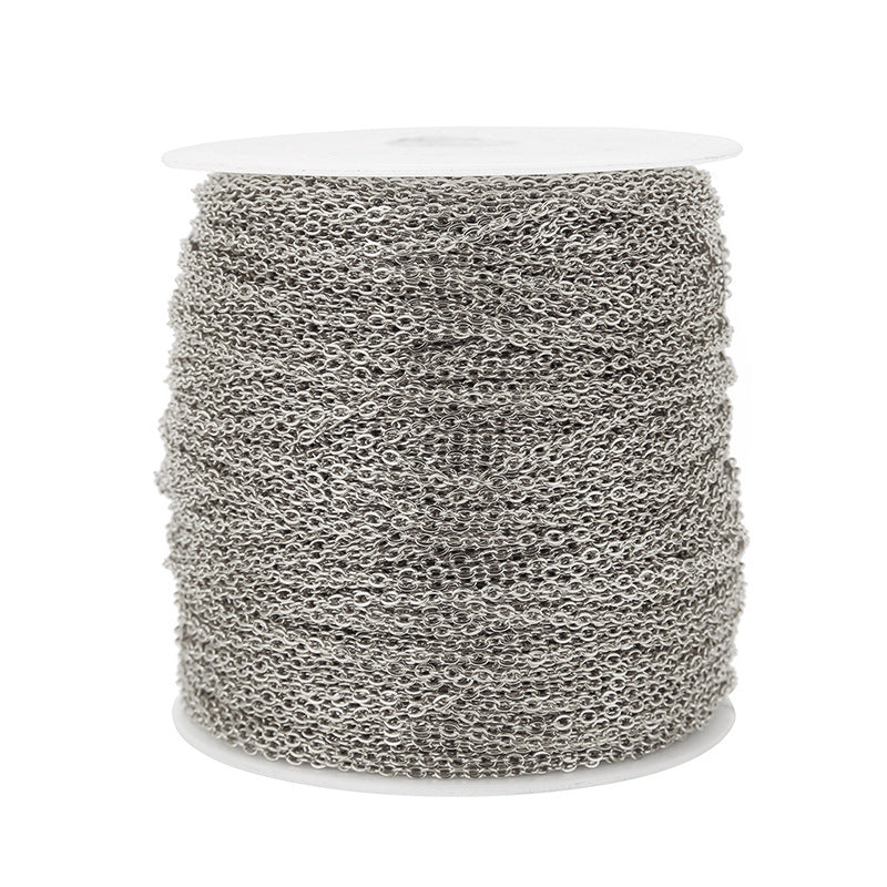 Wholesale 10pcs 8k Gold O-chain DIY Stainless Steel Flattened Cross Fine Chain