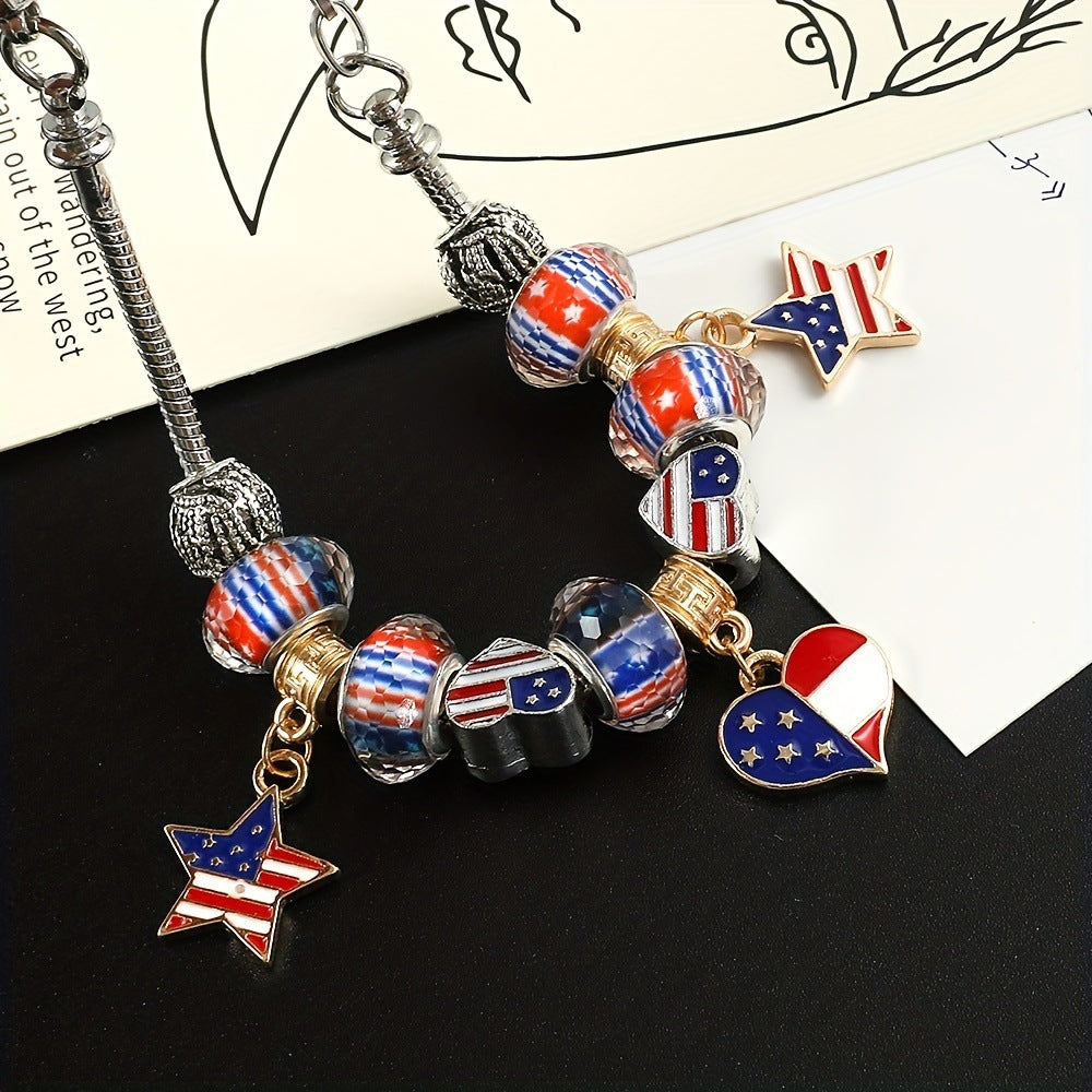 Wholesale of American Flag Beaded Alloy Bracelets