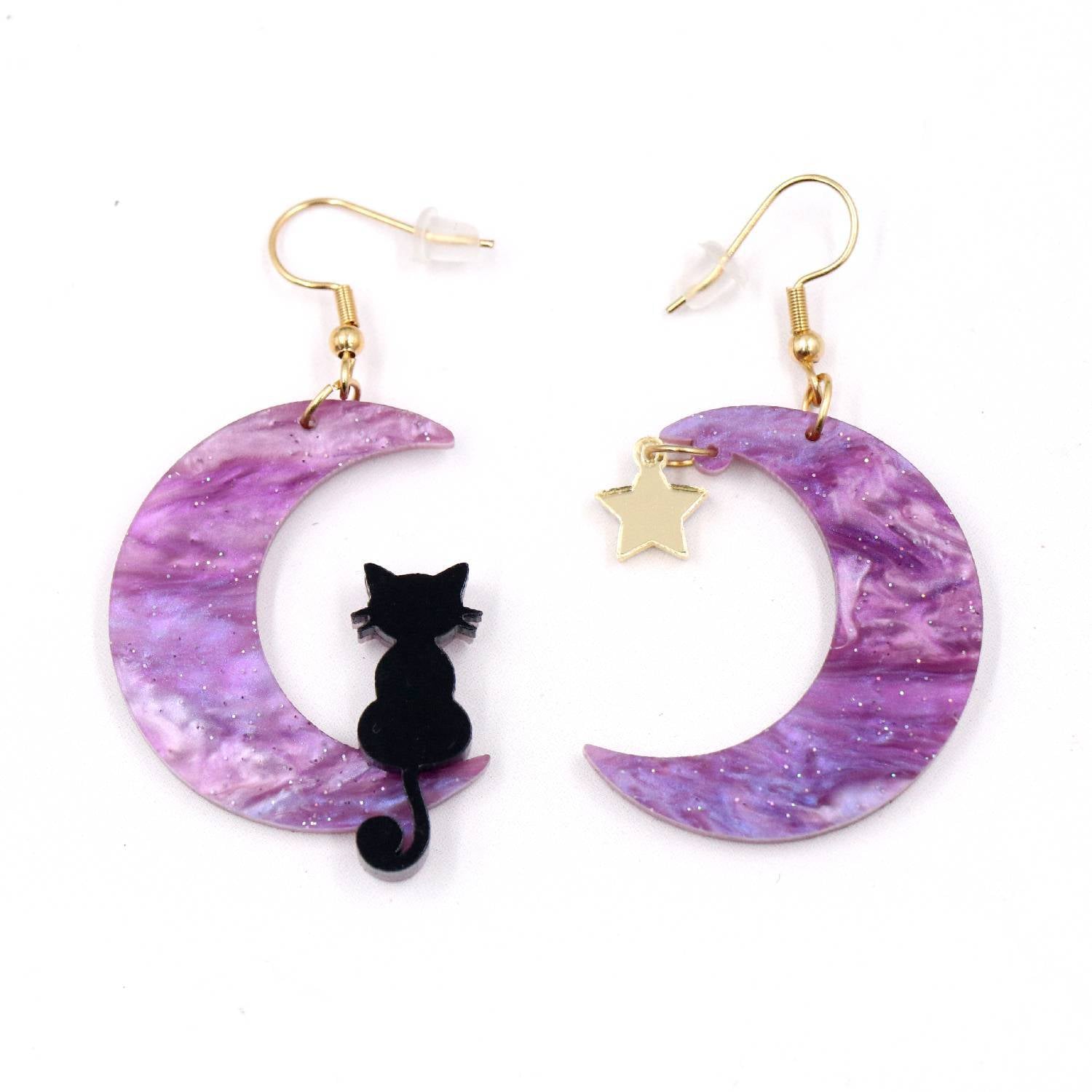 Wholesale Cute Cartoon Animal Cat Moon Acrylic Earrings