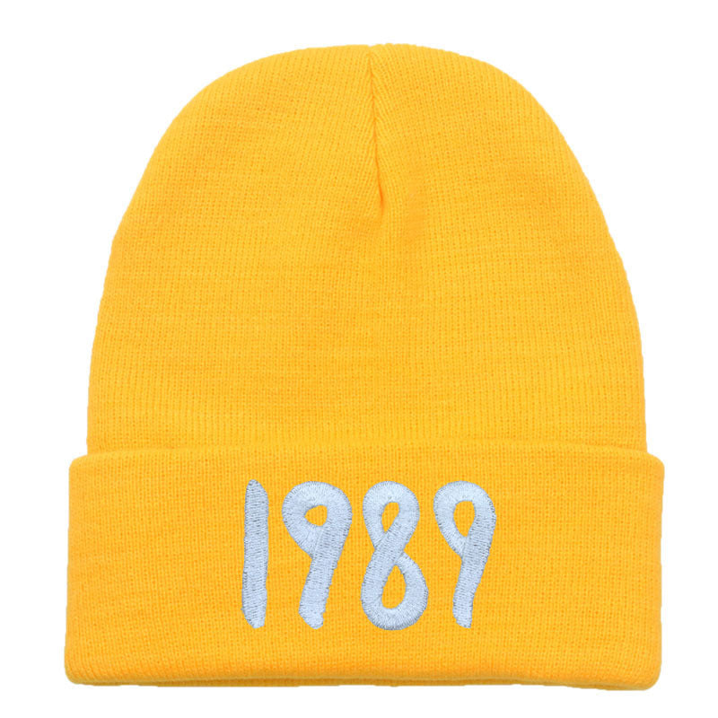 Wholesale Acrylic 1989 Embroidered Knitted Hat Warm Woolen Hat