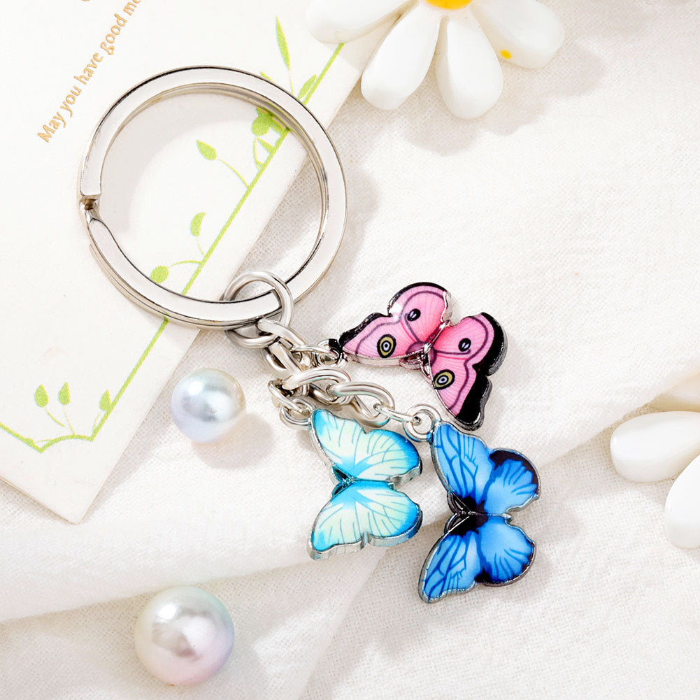 Wholesale Alloy Colored Drip Oil Butterfly Keychain