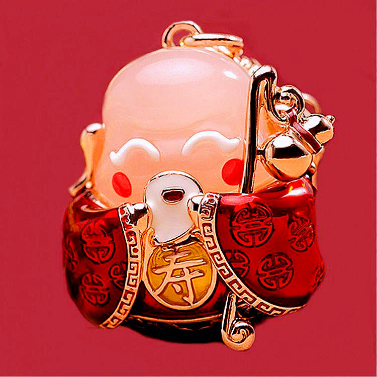 Wholesale Metal Pink Rhinestone Lucky Bag Keychain Chinese Style Car Key Accessory For Women Gift
