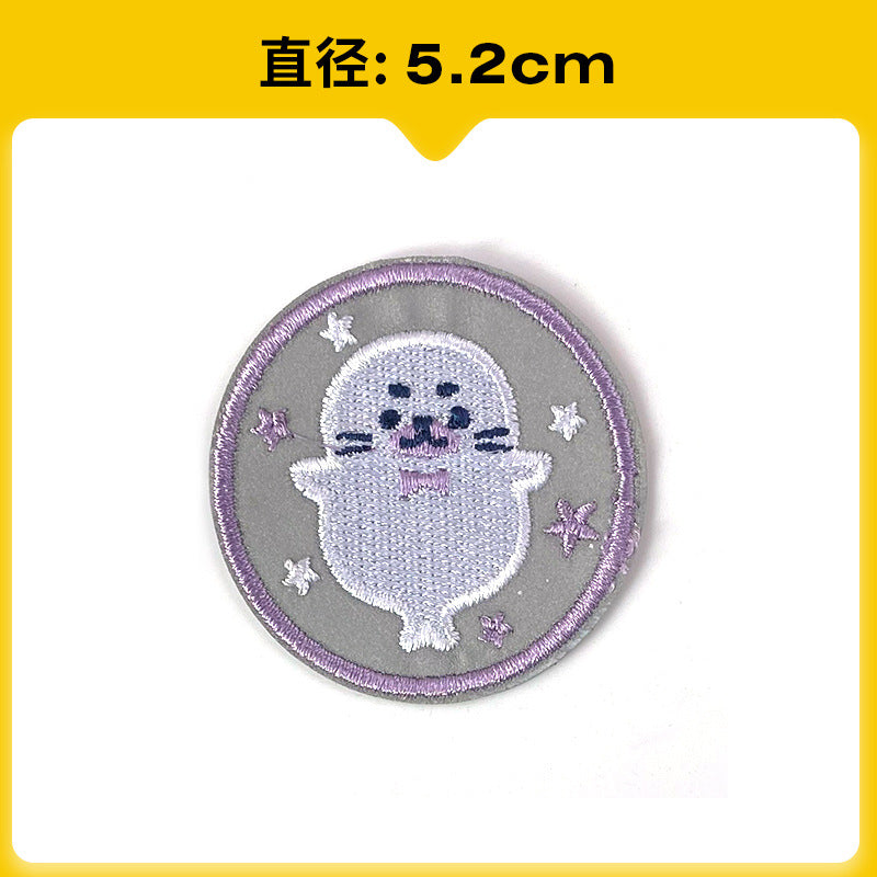 Wholesale Chic Reflective Cartoon Embroidered Patch For Backpack Coat School Bag Safety Decorative Badge