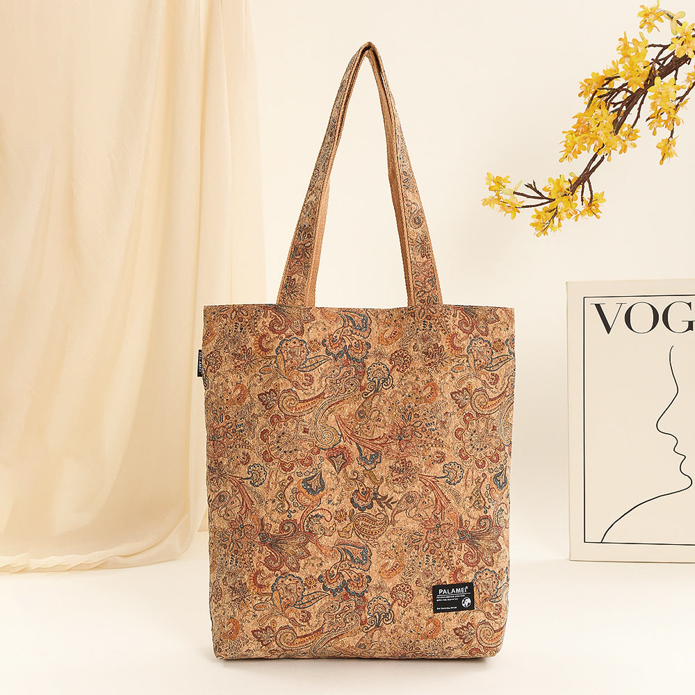 Wholesale Eco-friendly cork shoulder tote bag bohemian style