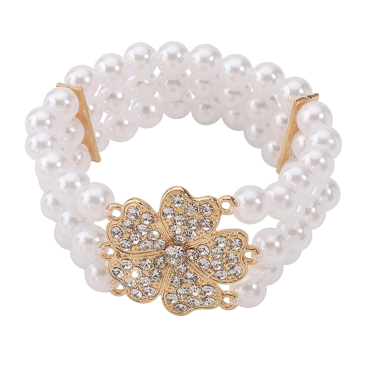 Wholesale Flower Diamond White Pearl Earrings Bracelet Necklace