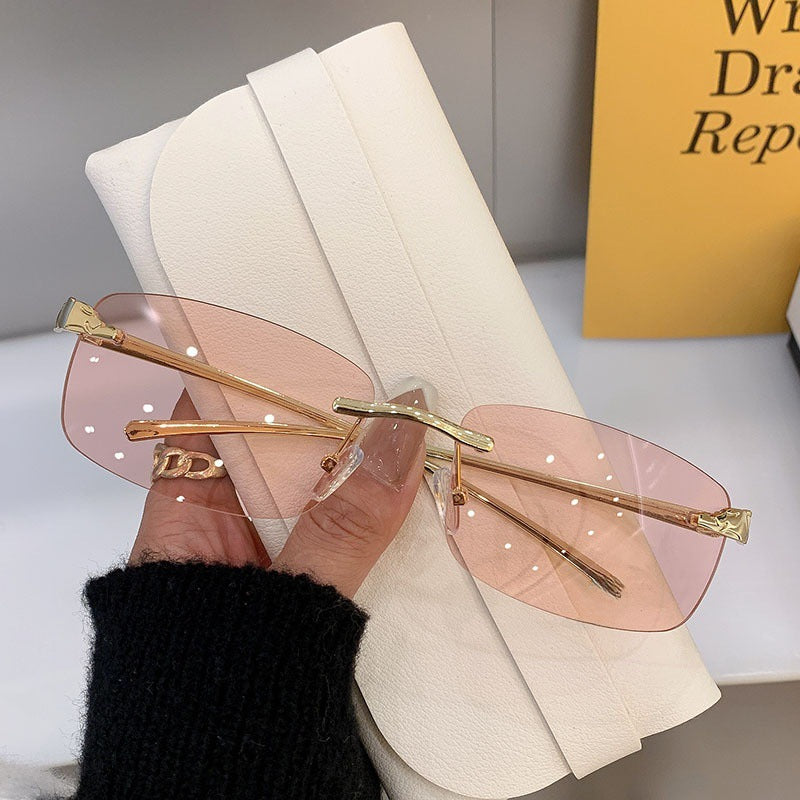 Wholesale Retro leopard head sunglasses frameless sunglasses