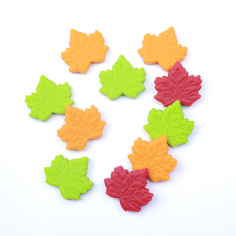 Wholesale 20pcs Cartoon Maple Leaf Silicone Beads
