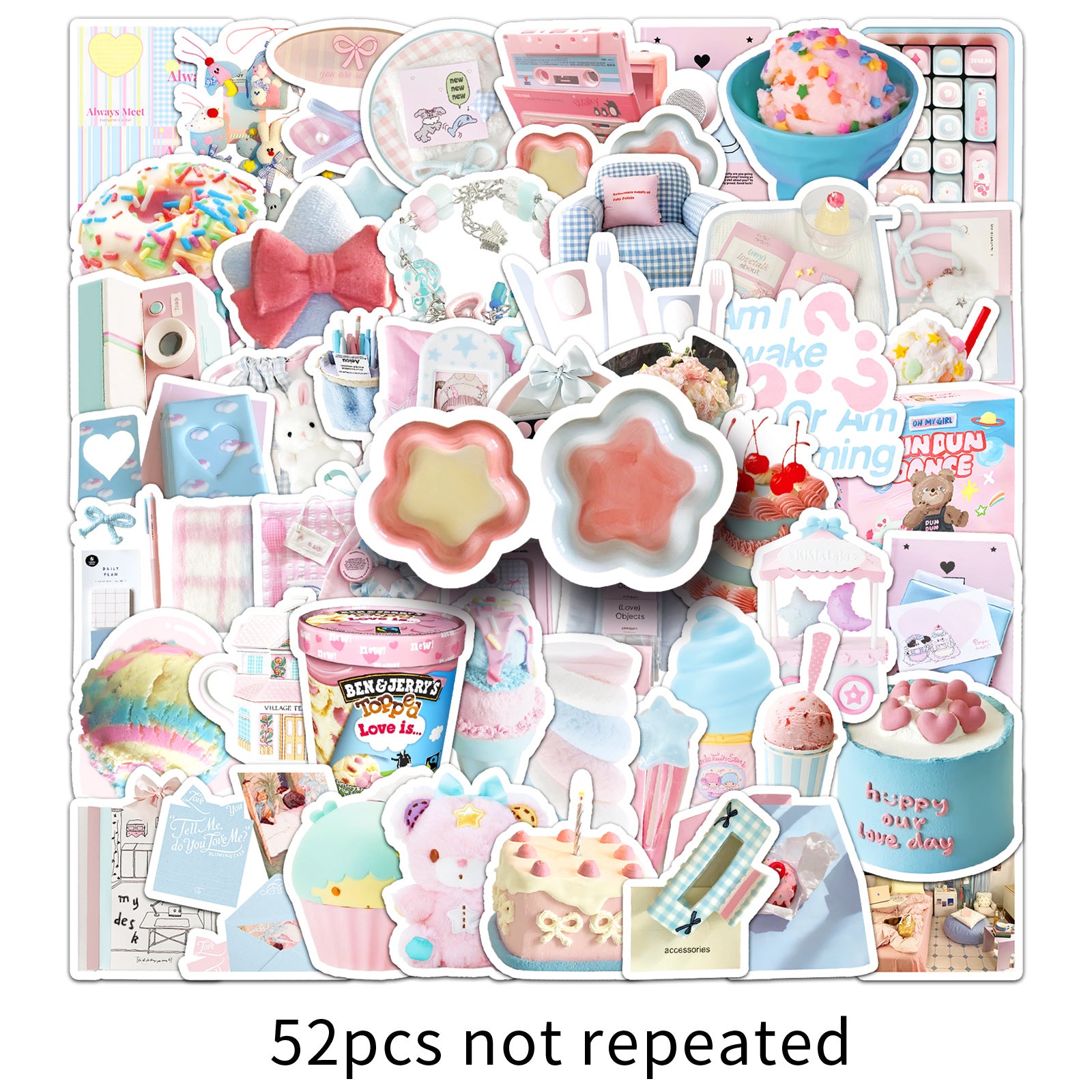 Wholesale 52pcs blue pink graffiti stickers