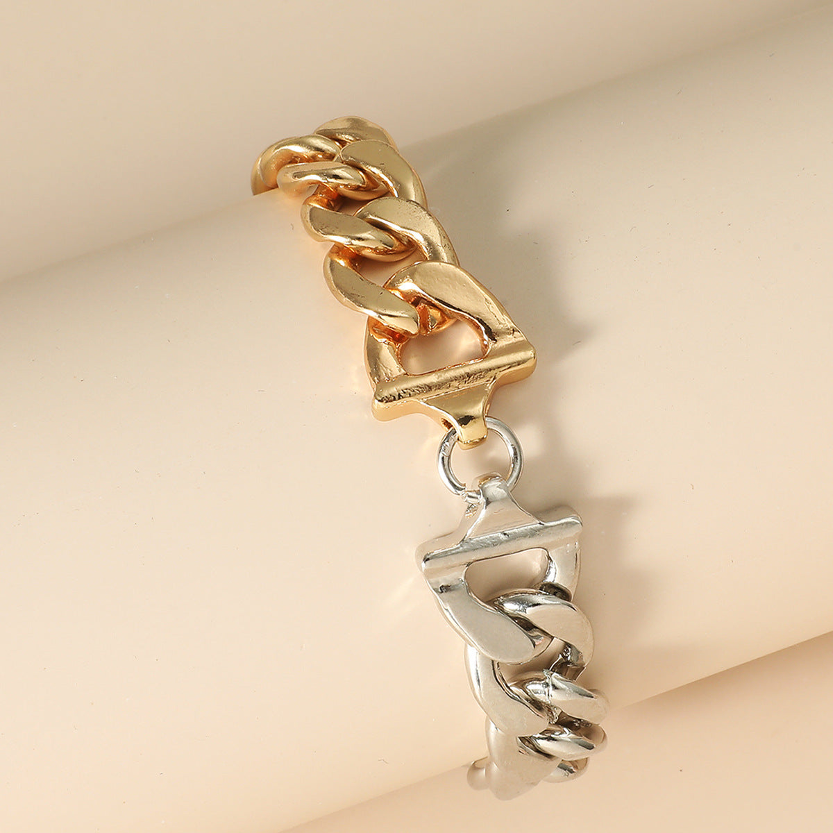 Wholesale Zircon Bracelet Set Exaggerated Geometric Beaded Thick Chain Bracelet