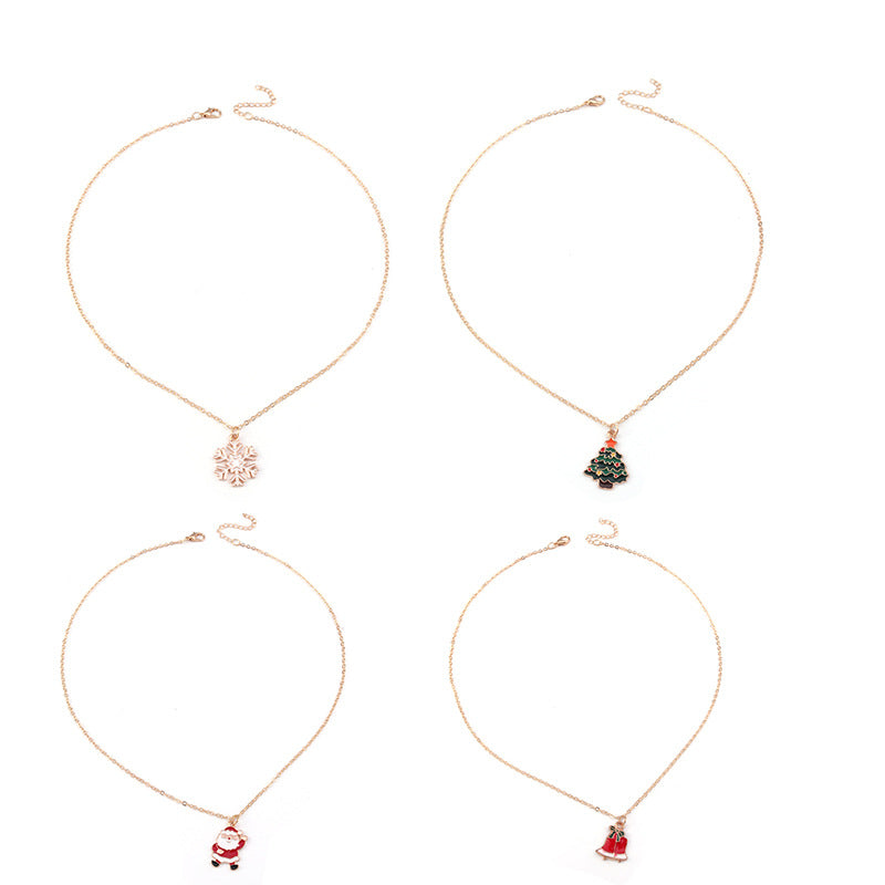 Wholesale Christmas Elk Cane Santa Claus Christmas Tree Necklace Set