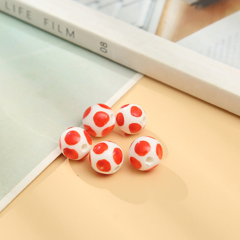 Wholesale 5pcs/pack Colorful Ball Ball Painted Ceramic Small Round Beads