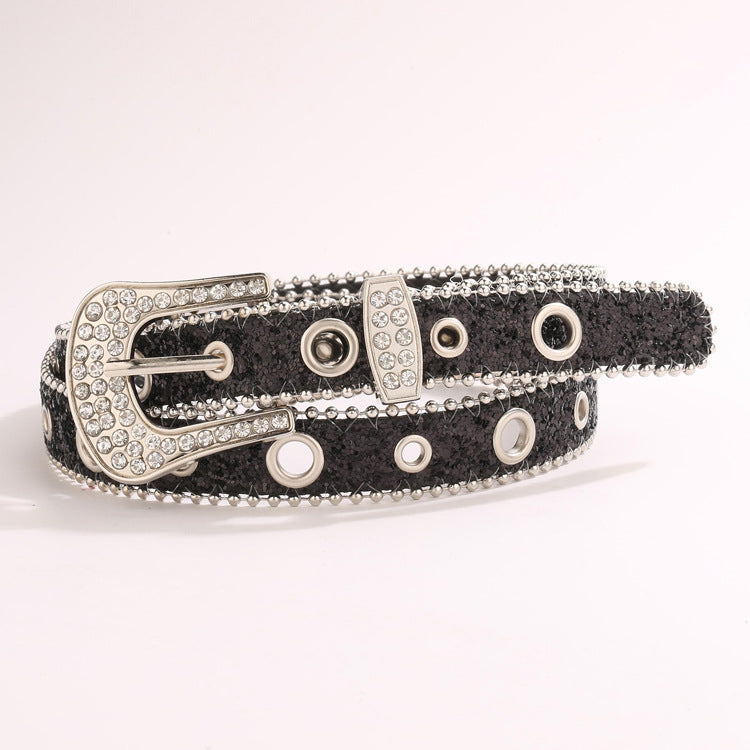 Wholesale Fashion Versatile Sequined Rhinestone Belt Jeans Decorative Belt