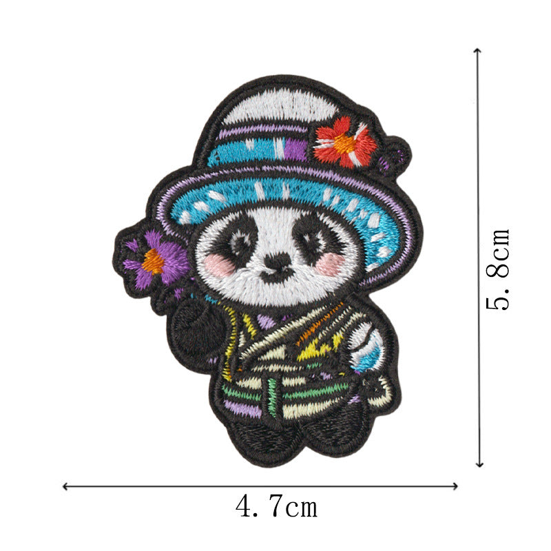 Wholesale 9 Piece Cute Panda Embroidery Patches Iron On For Kids Clothing Towel DIY Decorative Fashion Accessory