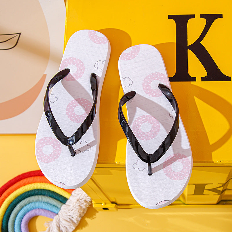 Wholesale Summer Non-slip Simple Cartoon Print Pvc Flip Flops