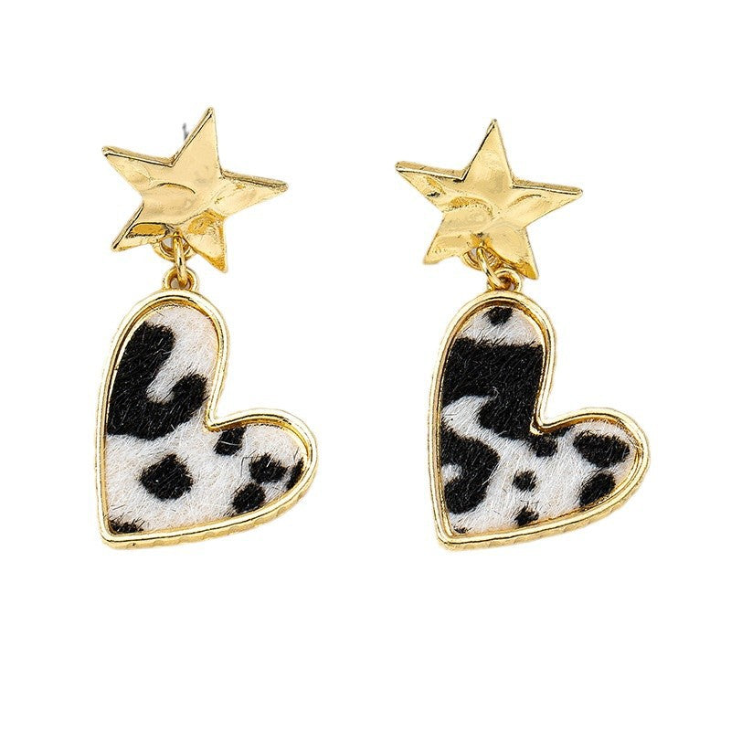 Wholesale Fashion leopard star love eardrop temperament trend niche high-end earrings