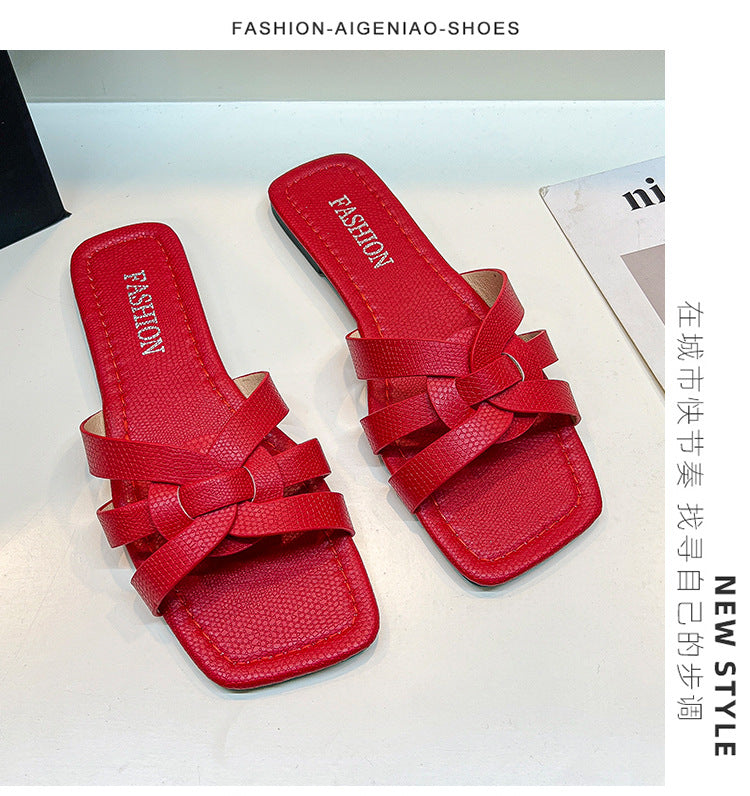 Wholesale Braided Flat Beach Slippers