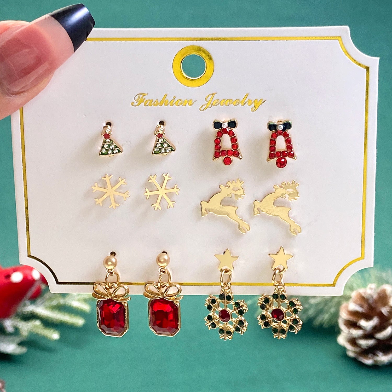 Wholesale Cute Elk Santa Claus Snowman Cartoon Oil Drop Christmas Earrings