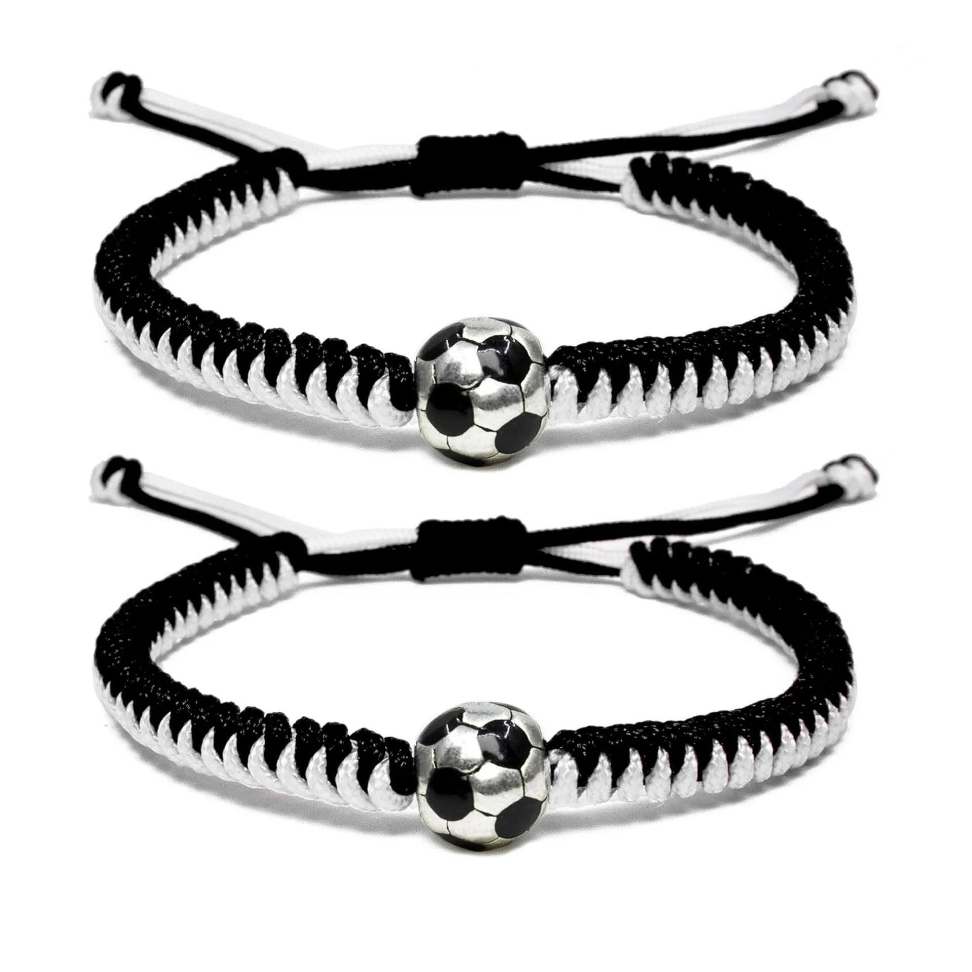 Wholesale Couple Adjustable Wax Rope Football Braided Alloy Bracelet
