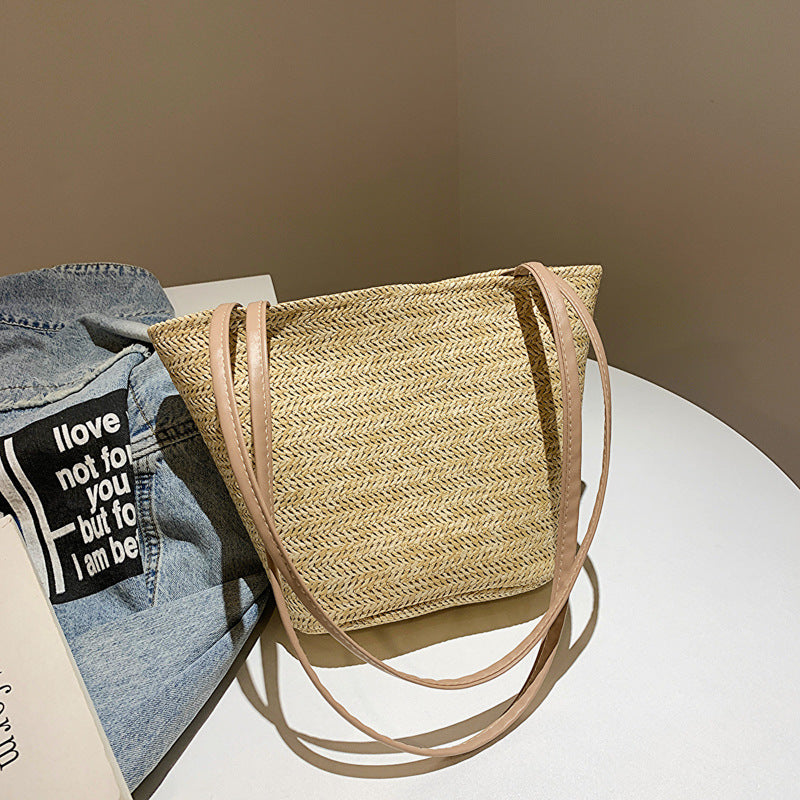 Wholesale High Capacity One Shoulder Handheld Straw Woven Bag