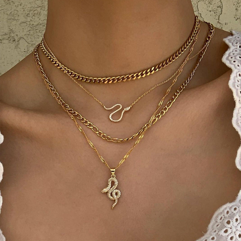 Wholesale  Plating Snake Necklace Snake Pendant Sweater Chain