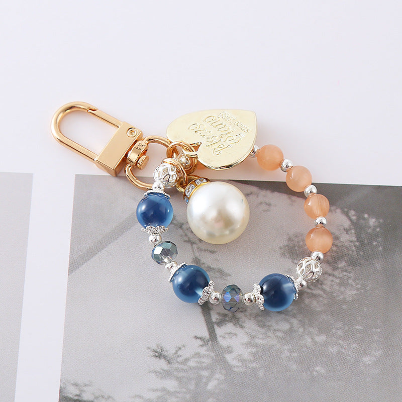 Wholesale Pearl Sugar Heart Agate Beaded Key Chain