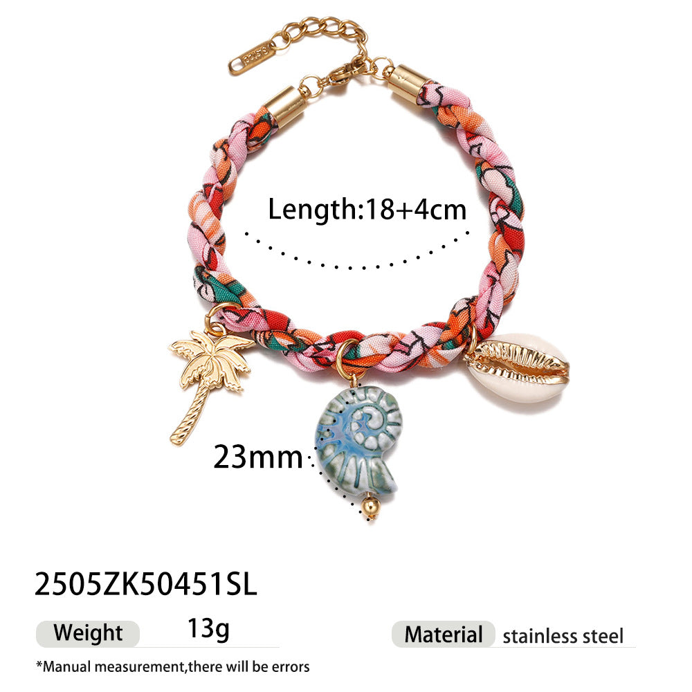 Wholesale Tina European and American Stainless Steel Pendant Necklace Sweet Cool Sexy Style Silk f Braided Colorful Necklace Clavicle Chain Necklace Jewelry