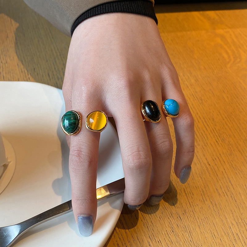 Wholesale Turquoise Silver Plated Simple Ring