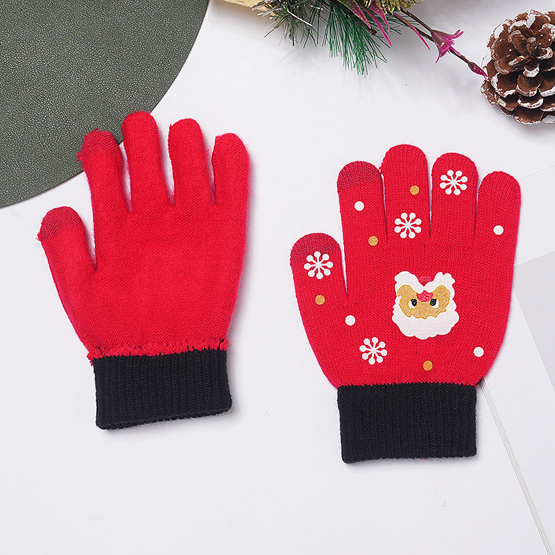 Wholesale Christmas Autumn and Winter Warm Knitted Brushed Inner Touch Screen Gloves