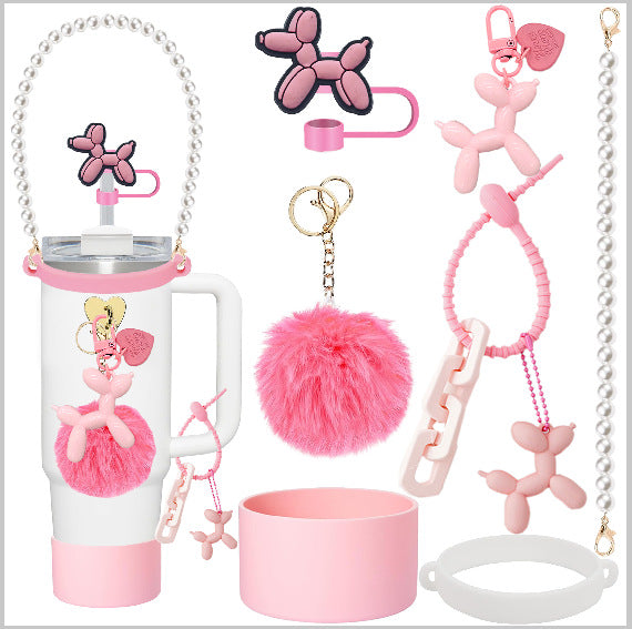 Wholesale Straw hat cup set cup chain colorful begonia flower key chain set