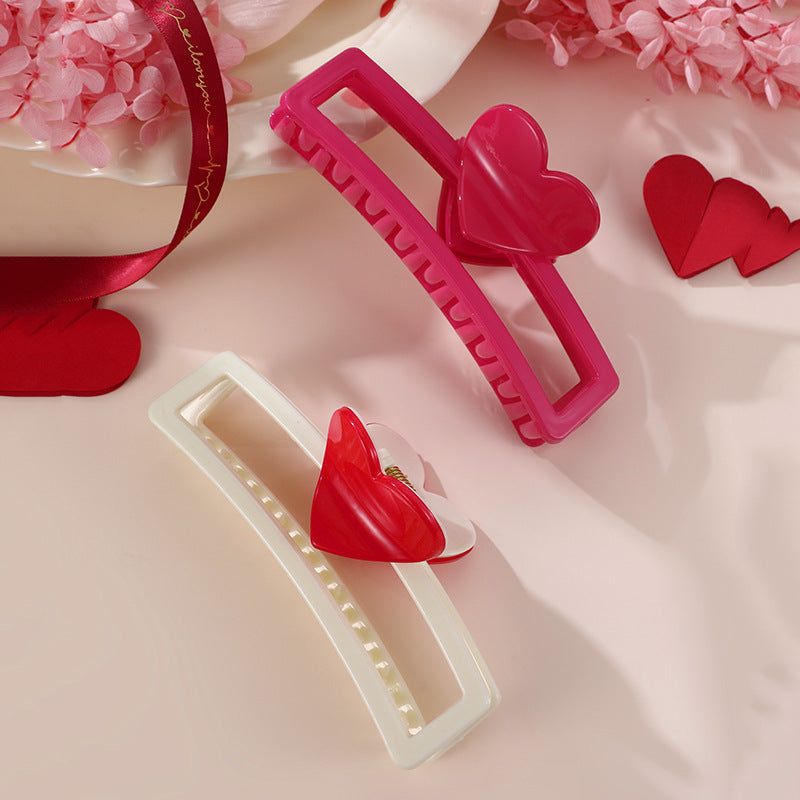 Wholesale Valentine's Day Girl Pink Love Sweet Cute Elegant Shark Clip Back of Head Hair Accessories Hair Clip