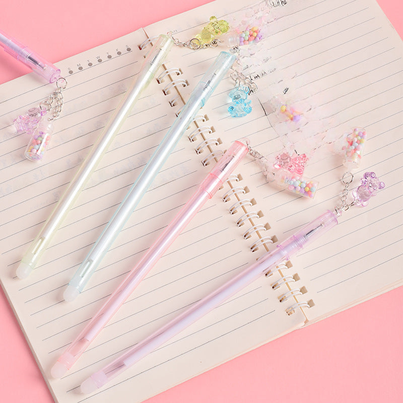Wholesale Creative Cartoon Bear Floating Bottle Pendant Erasable Gel Pen