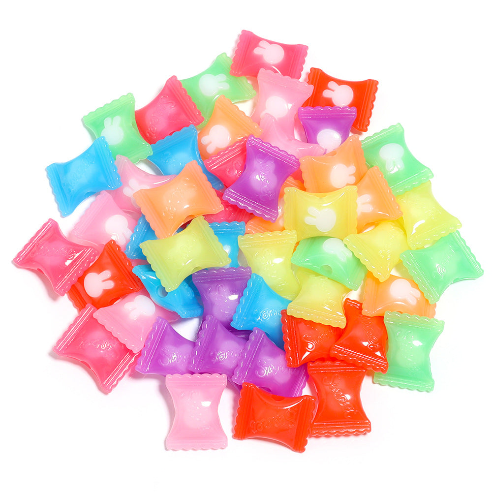 Wholesale 10pcs Jelly colored rabbit candy acrylic beads