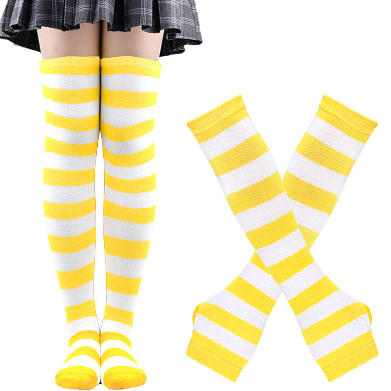 Wholesale Christmas Halloween High Striped Socks Gloves Set