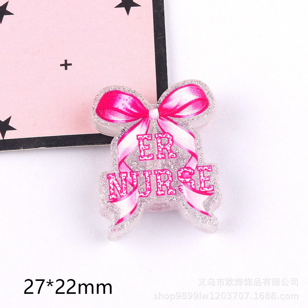 Wholesale 10pcs Straight Hole Medical Bow DIY Acrylic Handmade Beads