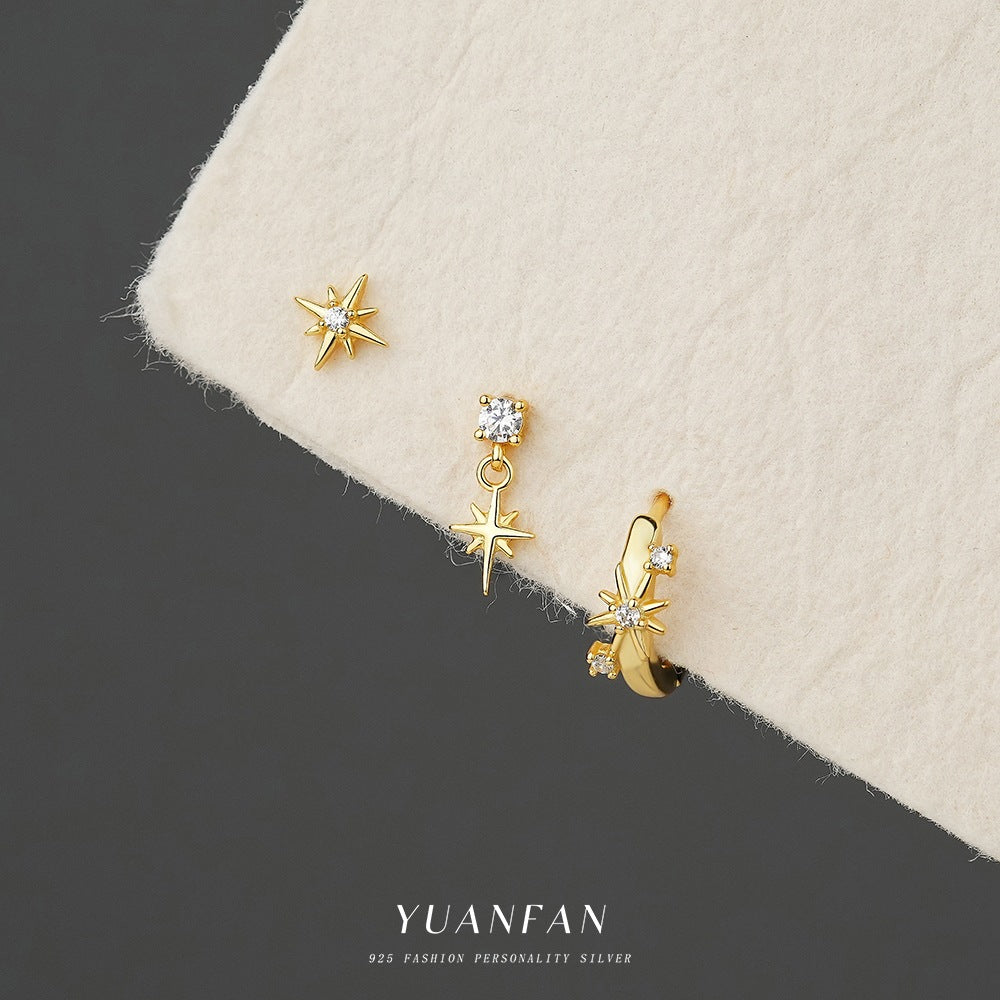 Wholesale Star shaped micro inlaid Ear Studs