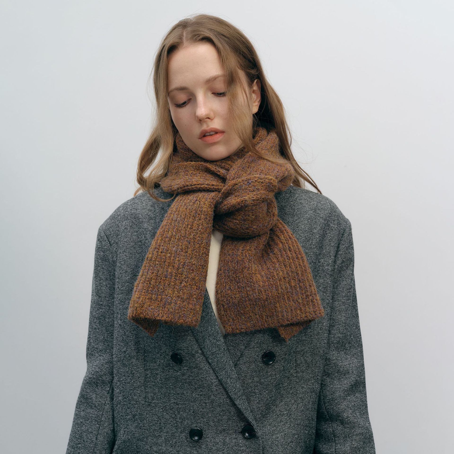 Wholesale Autumn and Winter Thickened Warm Mixed Color Knitted Hat and Scarf Two-piece Set