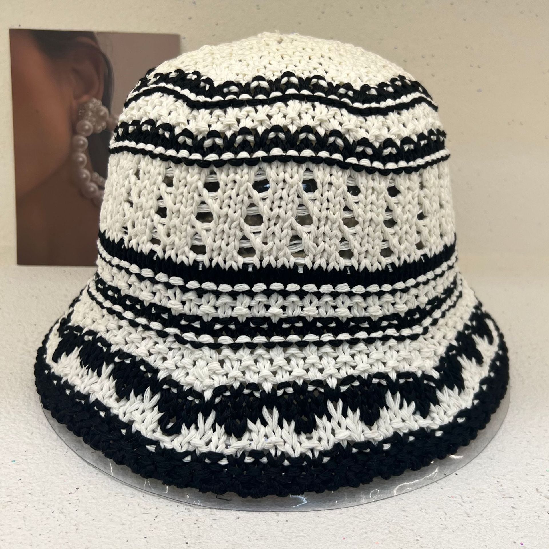 Wholesale Hyuna Style Colorful Stripes Handwoven Vacation Beach Sun Hat