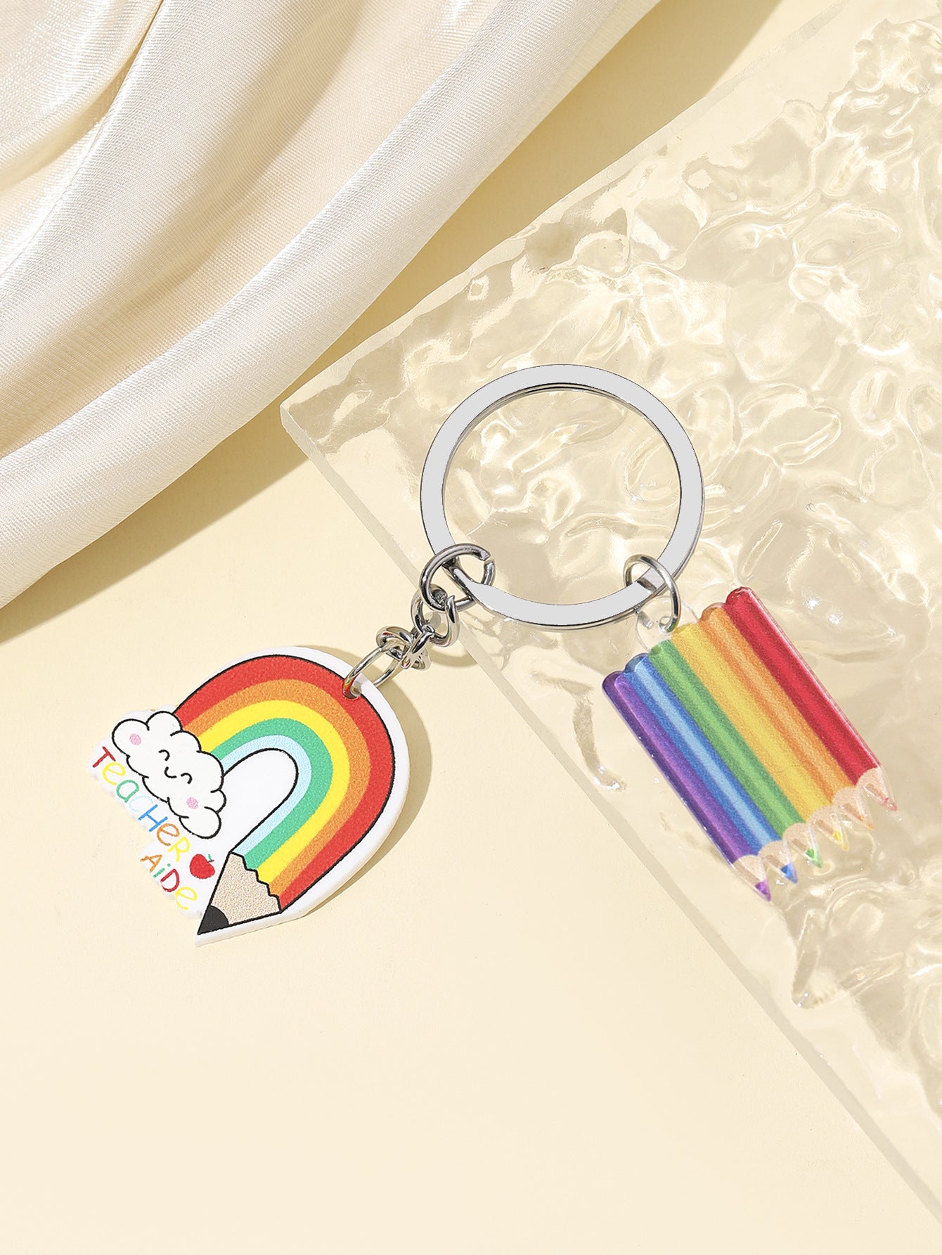 Wholesale Rainbow Pencil Teacher Acrylic Keychain