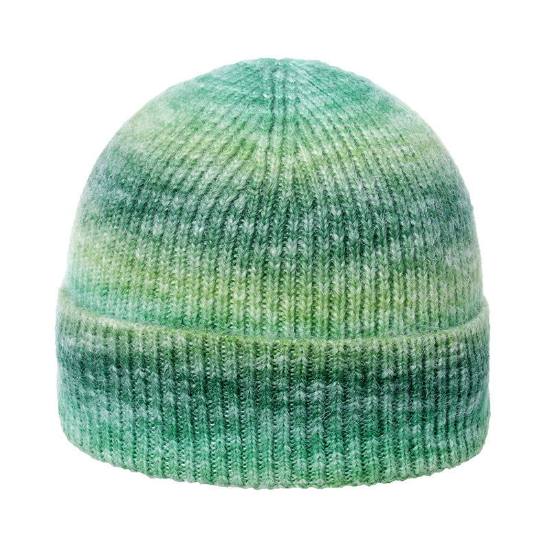 Wholesale Trendy Gradient Tie-dye Print Warm Rainbow Fashion Wool Hat