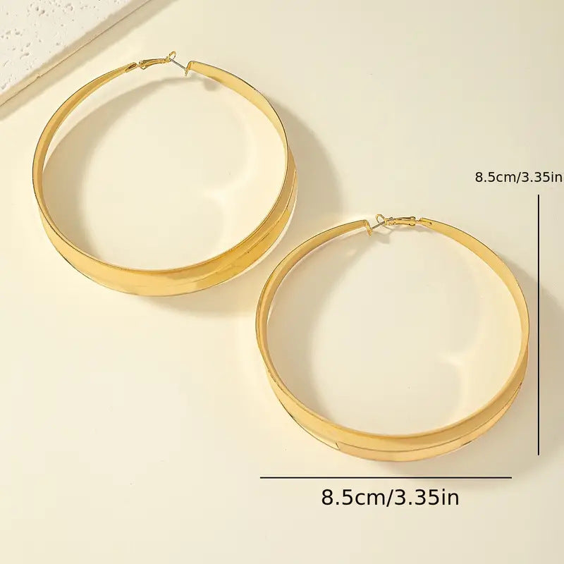 Wholesale Gold circle shape vintage plain hoop flat earrings
