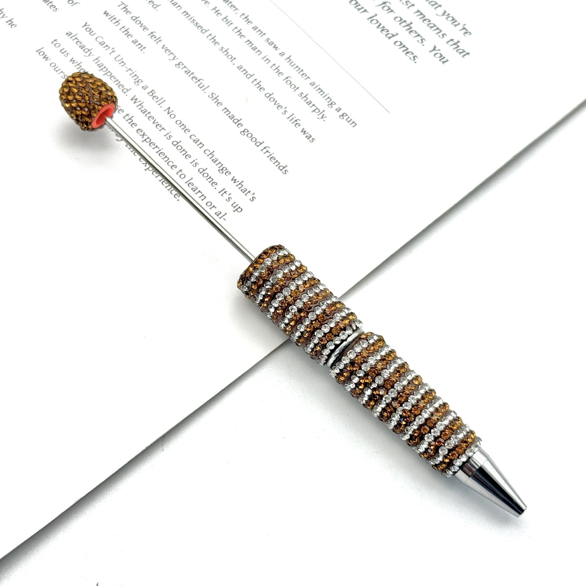 Wholesale Circular Textured Spiral Adorned Full Diamond-like Fancy Beadable Pens