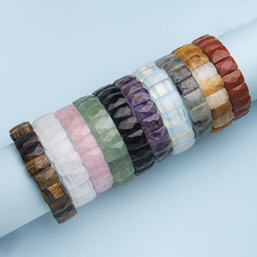 Wholesale Natural Stone Crystal Facet Semi-precious Stone Agate Bracelet
