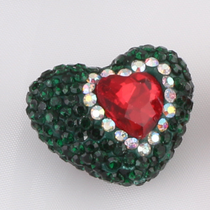 Wholesale Christmas Heart Straight Hole Full Drill Clay Beads