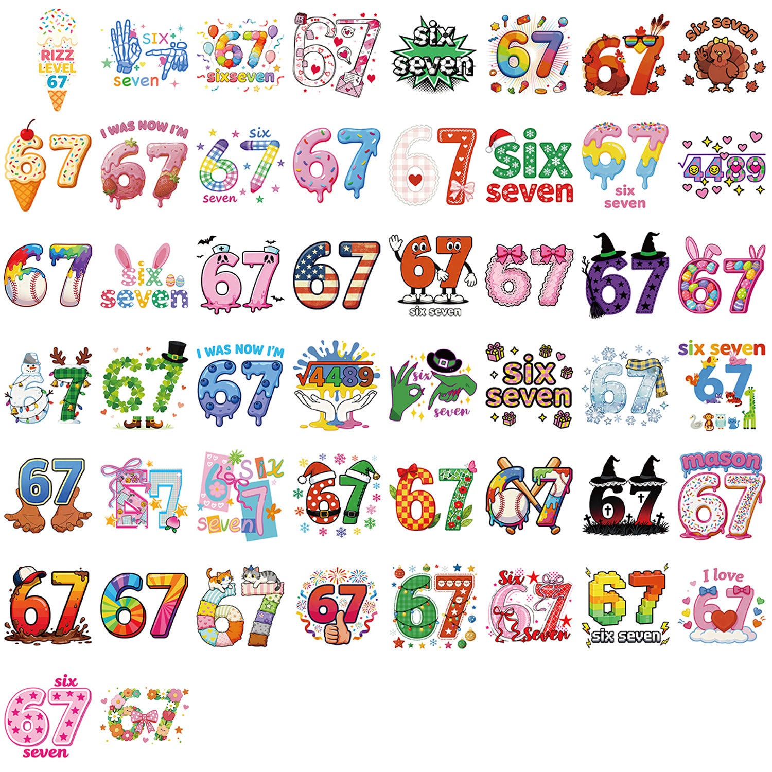 Wholesale 50pcs colored digital cartoon graffiti waterproof stickers