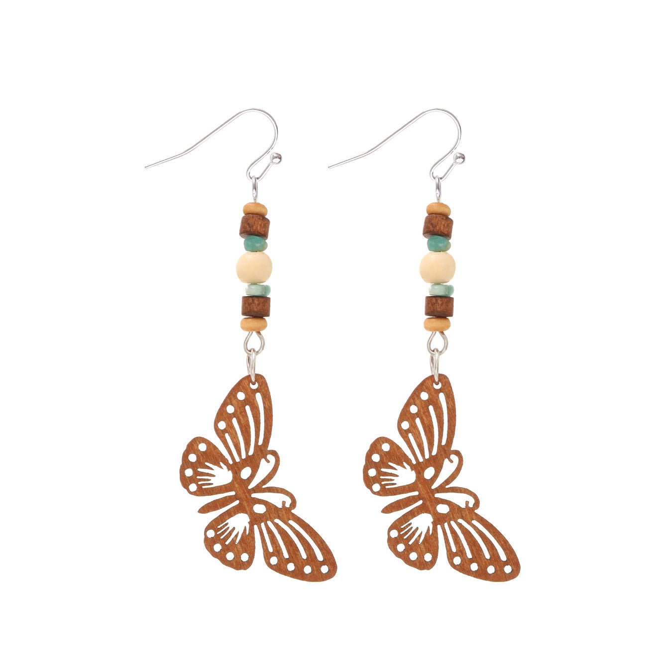 Wholesale Bohemian Butterfly Leaves Skull Hollow Wooden Earrings