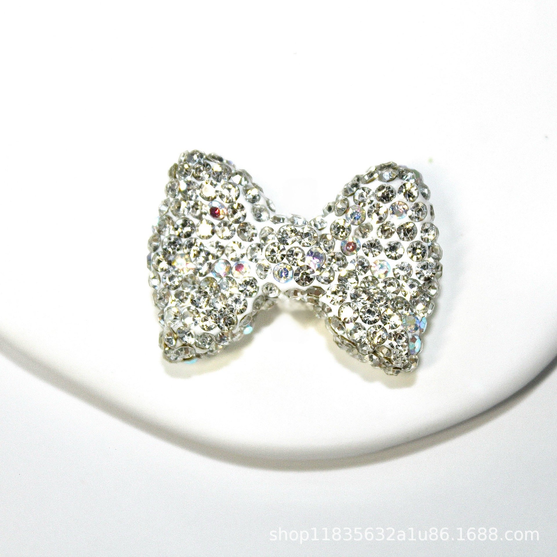 Wholesale 10pcs Two-color sparkling diamond bowknot Crystal Beads