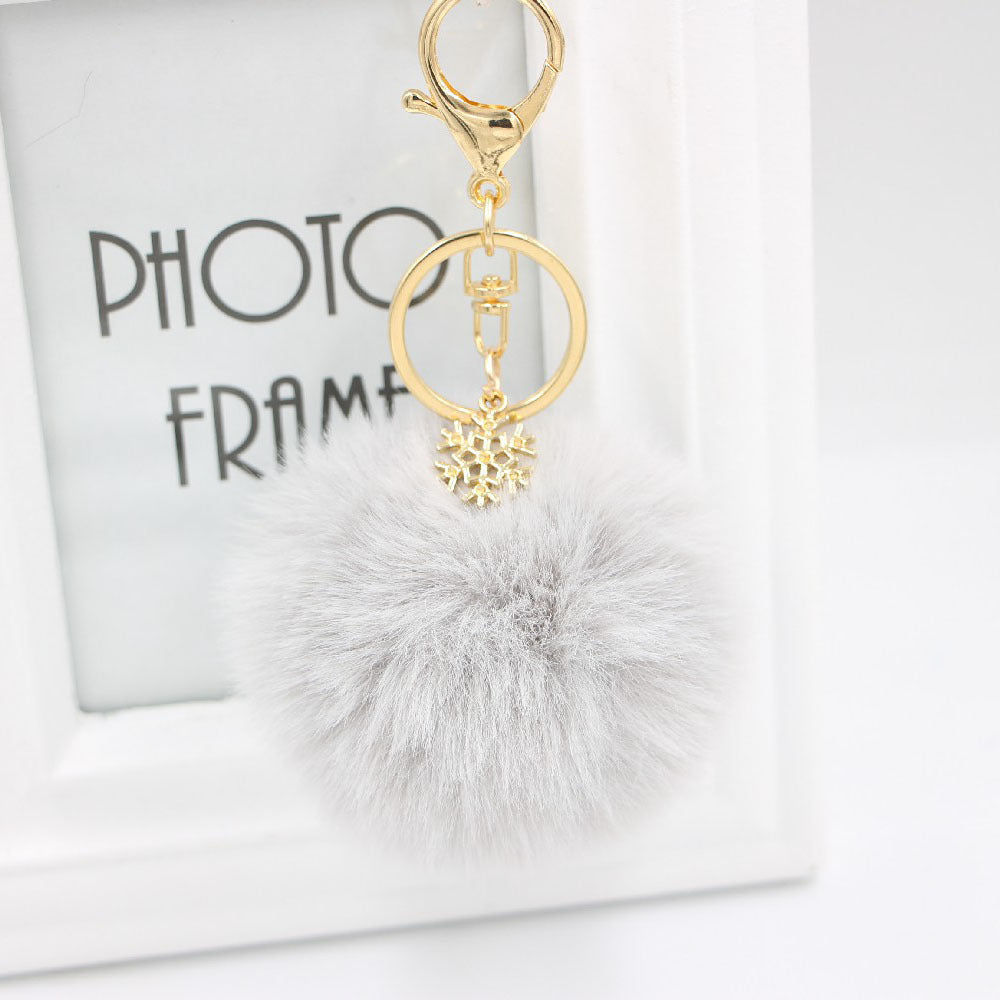 Wholesale Christmas Snowflake Plush Ball Keychain