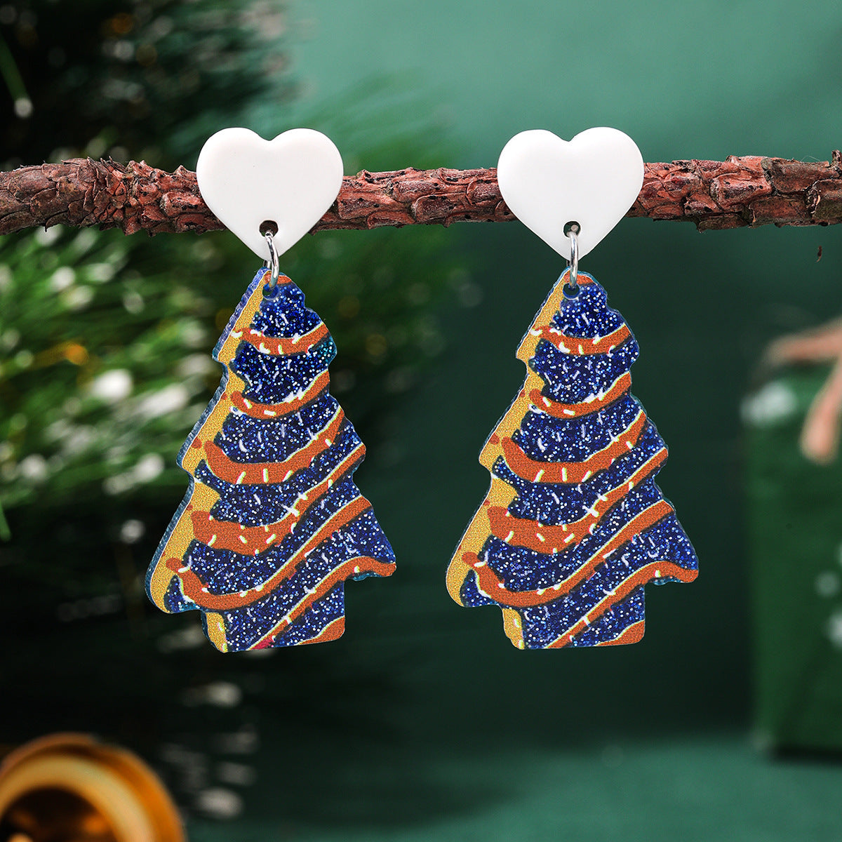 Wholesale Christmas tree earrings love acrylic Christmas ladies earrings